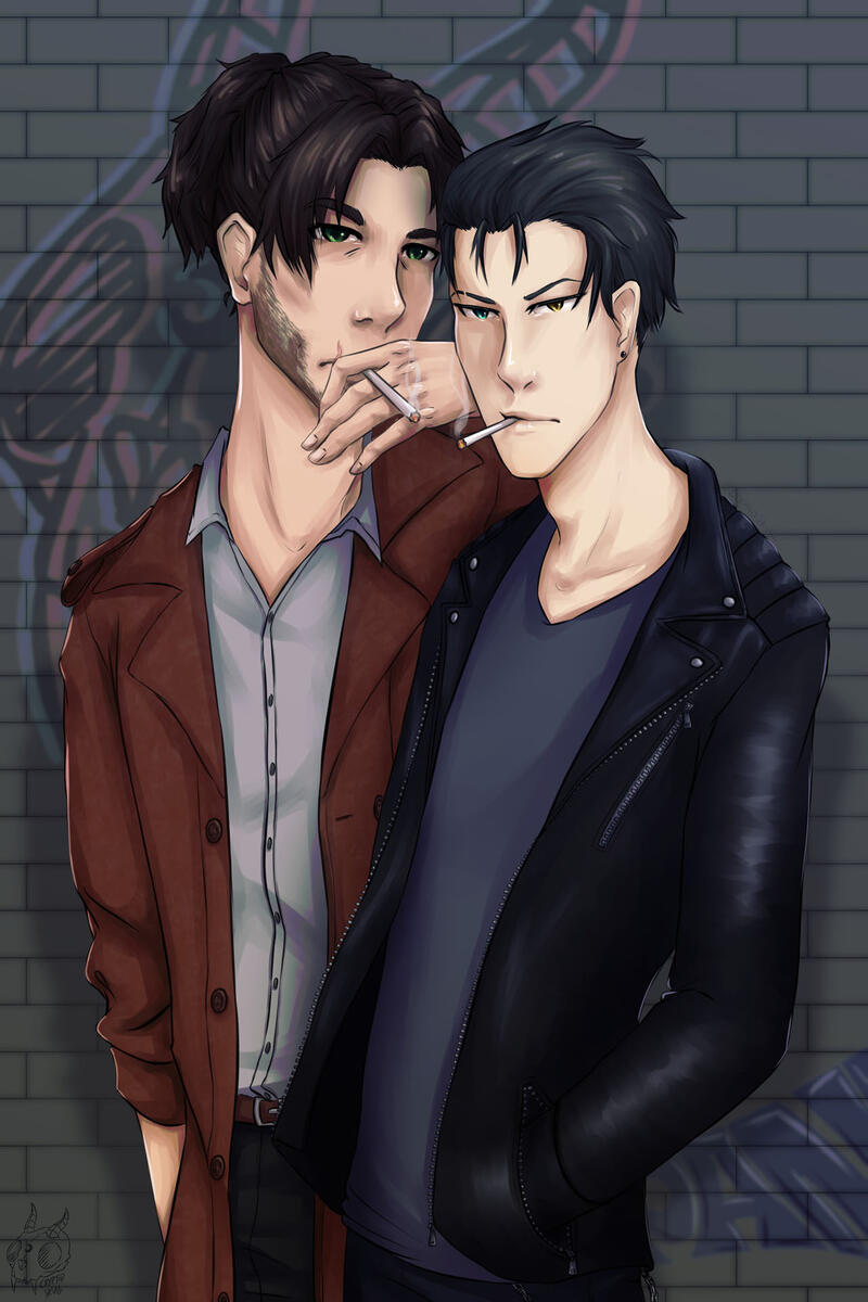 Jayden and Matt cigarette badass oc boba lovers art