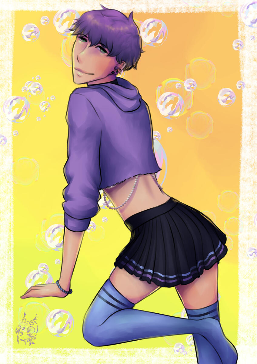 Loue femboy boba lovers art