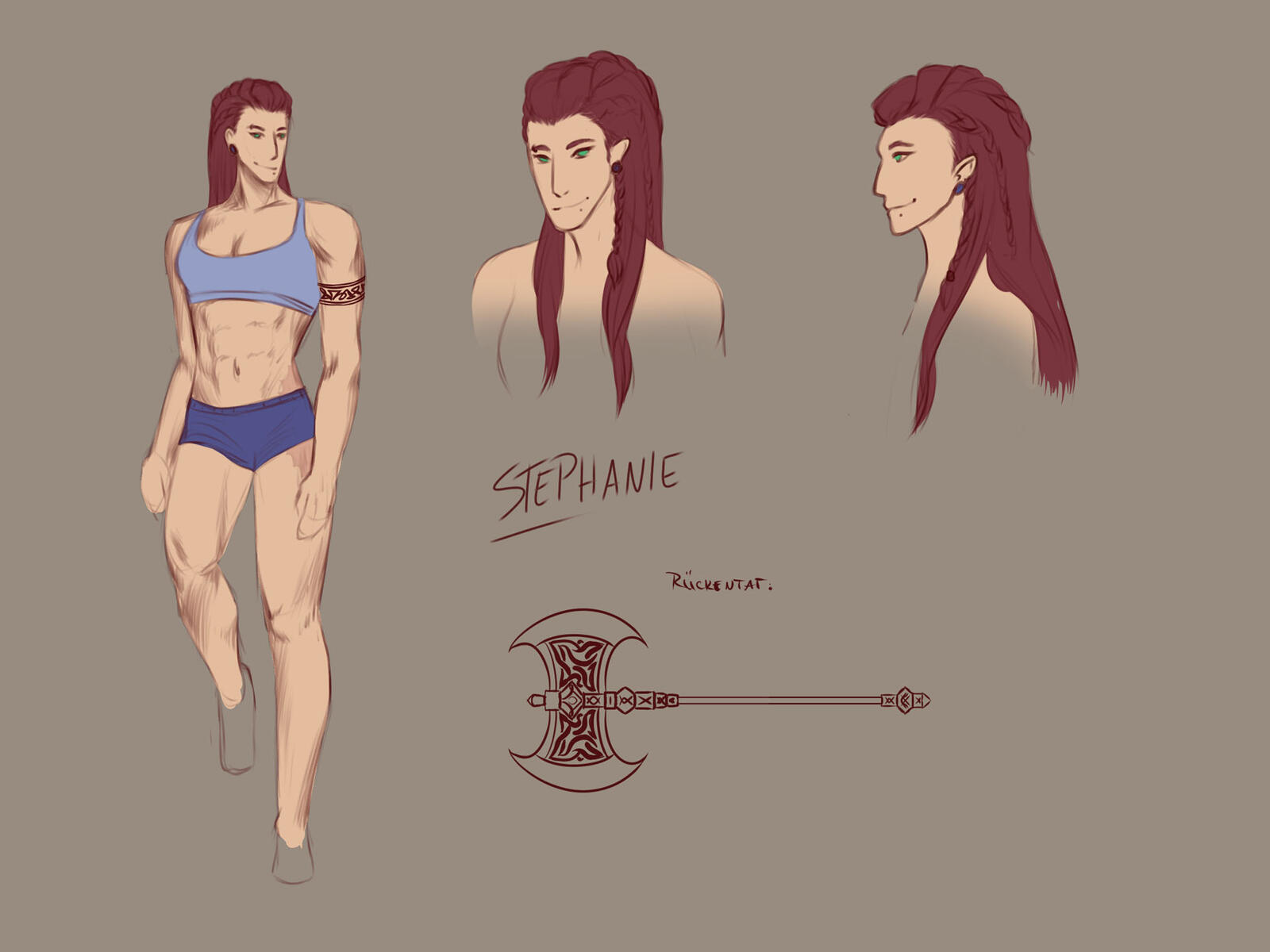 Stephanie steph viking lesbian boba lovers oc yuri girls love gl bl buff muscular anime woman