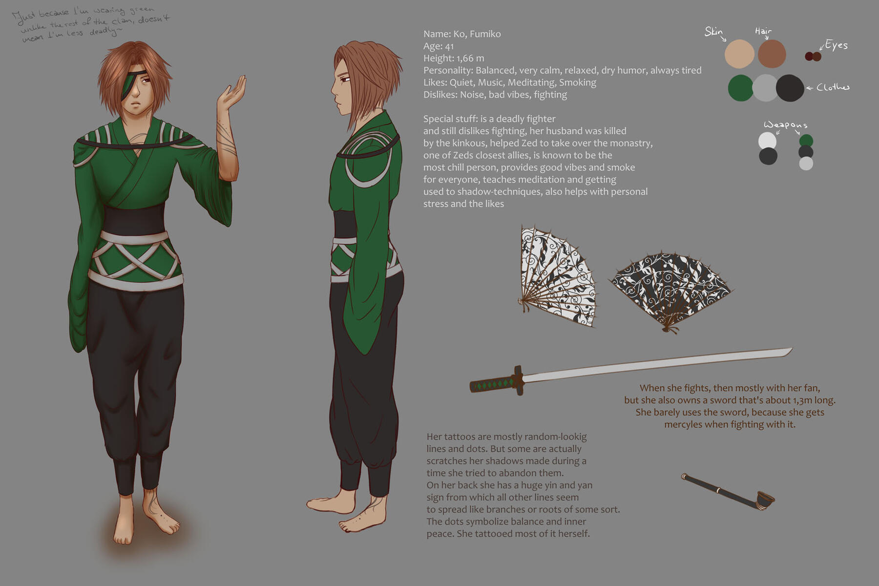 Fumiko League of Legends Shadow Clan OC art character design